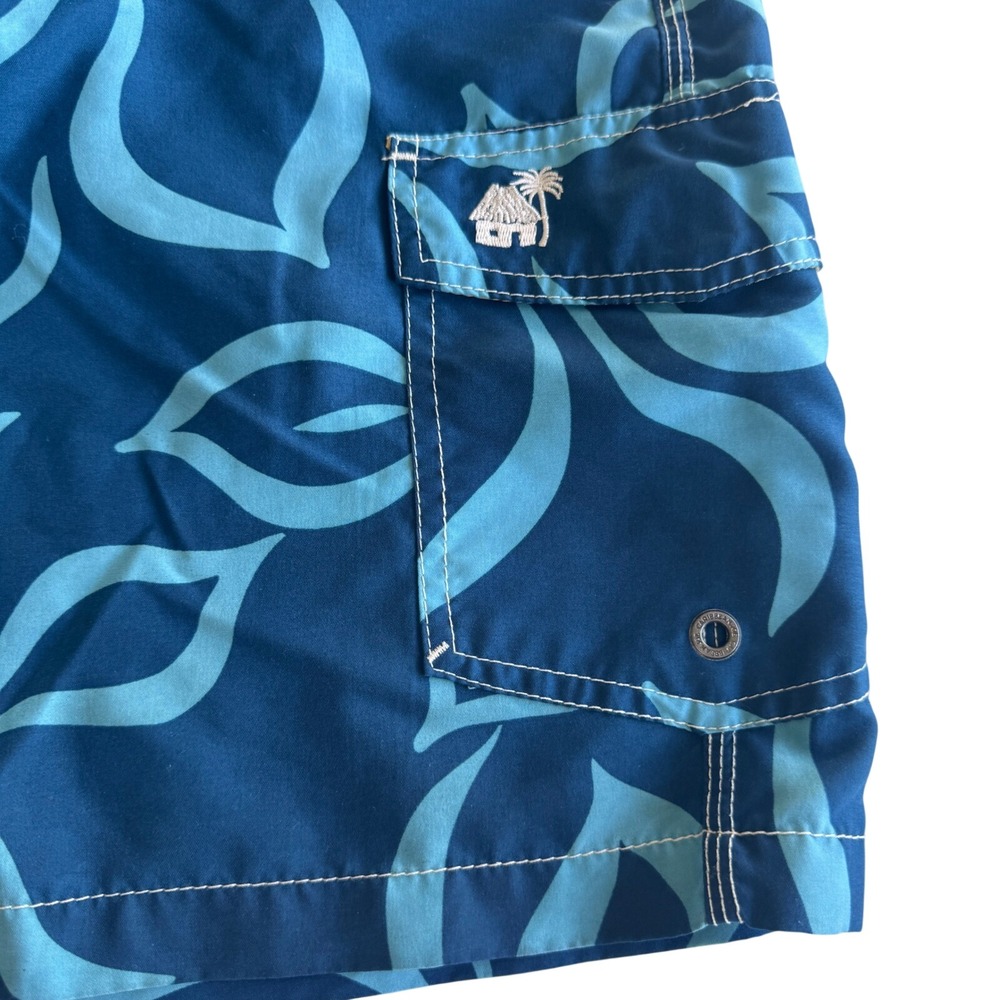 Caribbean Joe Swim Trunks Mens XXL Blue Tropical Hawaiian Shorts  Mesh‎ Lined